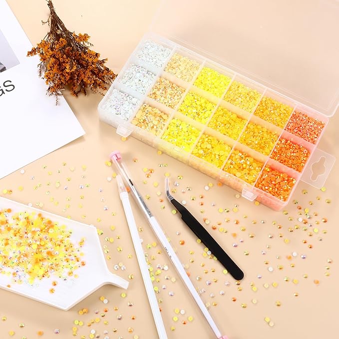 22300Pcs Jelly Rhinestones Kit- Resin Mixed Color Rhinestones for Nail Clothes Shoes Tumblers Decoration Flat Back Round(3mm,4mm,5mm)