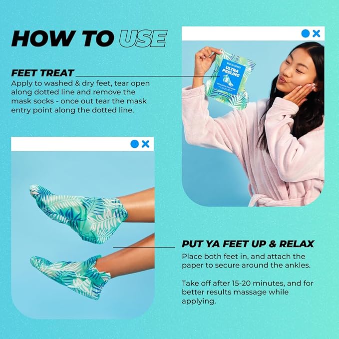 Vitamasques Foot Peeling Mask - 5 Pairs Professional Korean Exfoliating Foot Mask for Dry Cracked Feet & Callus Removal, Feet Peeling Masks that Remove Dead Skin for Soft Heels with AHA BHA PHA