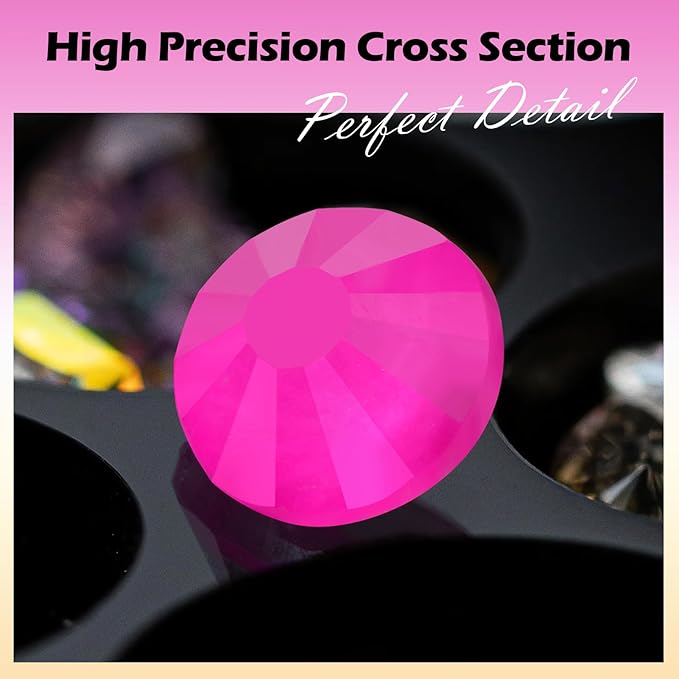 Meibite Neon Rose Flatback Rhinestones, Glass Rhinestones for Nail Art and Craft, Glue Fix, Loose Crystal Gemstones(Neon Rose, SS30, 288pcs, 6.4-6.6mm)