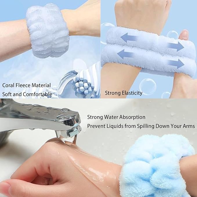KYHYFJMD Spa Headbands for Washing Face Soft Puffy Bubble Headbands Wristband for Women Girls Makeup Skin Care Facial Beauty Shower Towel Hairband