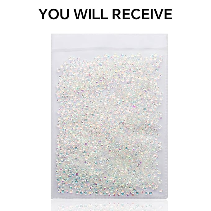 1440Pcs Transparent AB Crystal Rhinestones,Glass Flatback Rhinestones Gemstones Mini for Nail Face Makeup Art Crafts Clothes Decoration -(SS8,2.4mm,Transparent AB)