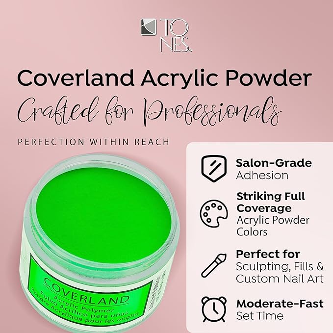 Tones Coverland Acrylic Nail Powder "Bikini & Martini" - Limited Edition Acrylic Powder for Nail Design, Sculpting, and Masking Nail Bed Imperfections - Professional Acrylic Nail Supplies - (1.5 Oz)