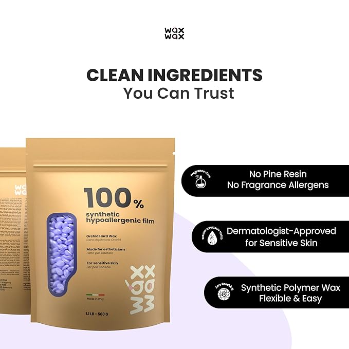 Wax Wax Orchid Hard Wax Beads | Facial Wax for Ultra Sensitive Skin | Rosin-Free, Hypoallergenic, Strip-Free | Low Melting, Cruelty-Free & Eco-Friendly Waxing Beads | Made In Italy - 2.5lb