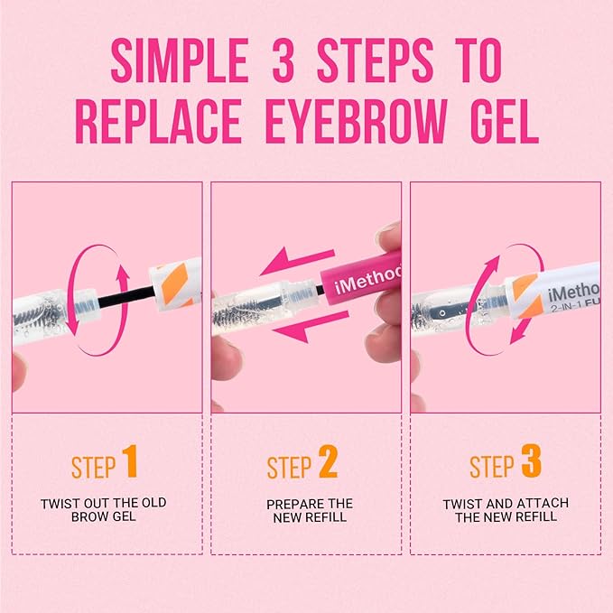 iMethod Curved Eyebrow Pen and Eyebrow Gel - Eyebrow Pencils for Women with Natural Hair Like Strokes, Brow Gel Clear for Soft Full Brows, Waterproof, All-Day Defined, Black