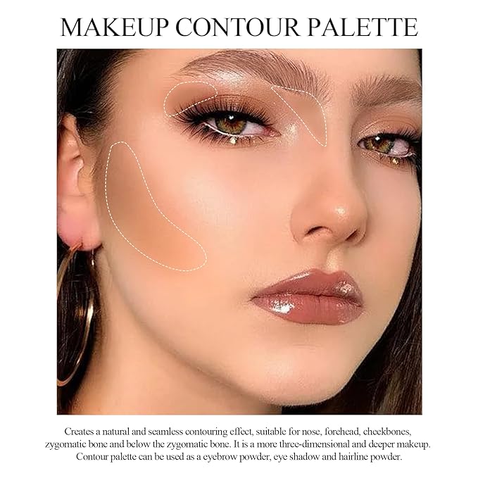 Contour Powder Palette, Matte Smooth Texture Ultra-fine Lightweight Blendable Pressed Powder, Multiuse Baked Contour for Face Sculpting Makeup-BRONZER