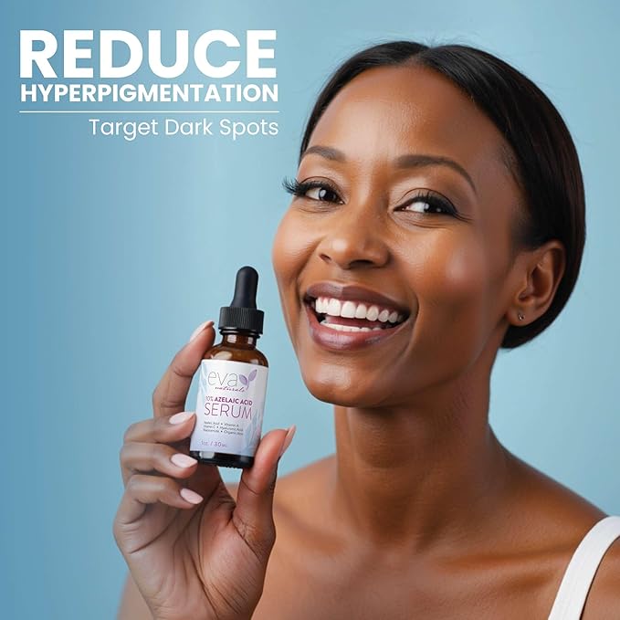 Eva Naturals 10% Azelaic Acid Serum for Face – Niacinamide, Hyaluronic Acid – Redness Relief, Dark Spots, Uneven Skin Tone, Texture, Pores, Topical Booster for Clearer, Smoother Skin, 1oz