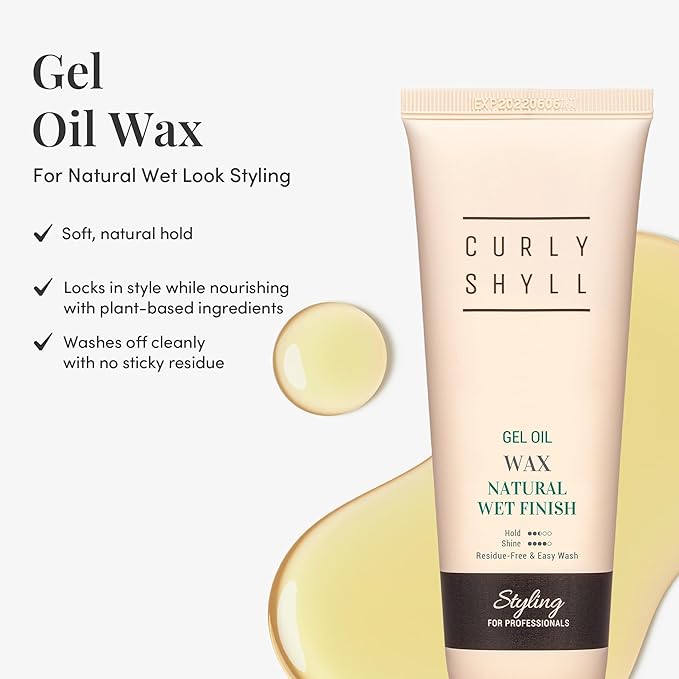 CURLYSHYLL Gel Oil Wax | Natural-Looking Wet Hair Styling | Lightweight Oil-Based Texture | Non-Sticky Hold for Short to Medium Hair | 150ml