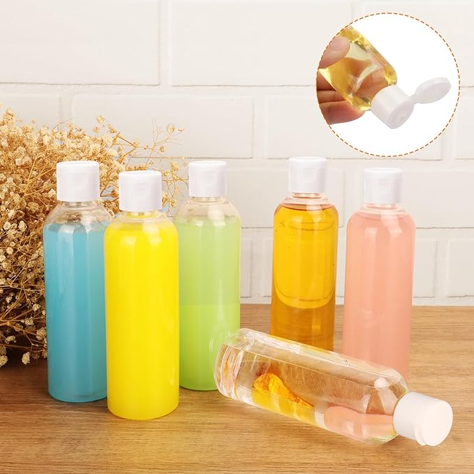 KUKLIPJIM 25 Pack 8 oz Plastic Bottles with White Top Caps, Clear Empty Bottles, Cosmetic Containers for Lotion and Shampoo, Cream, Travel-Friendly Bottles, BPA-Free for Liquids and Personal Care