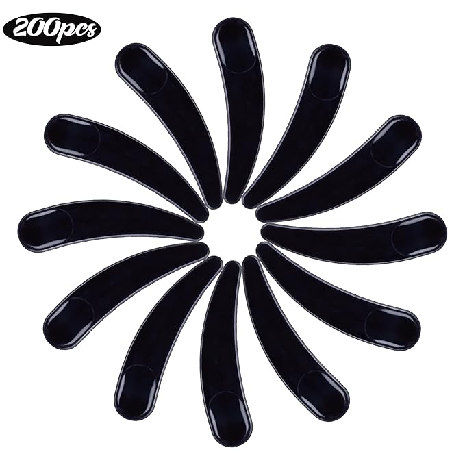 200PCS Cosmetic Spatulas, Small Makeup Spatula, Mini Plastic Makeup Scoop for Mixing and Sampling, Skin Care Facial Cream Mask Spatula (Black)