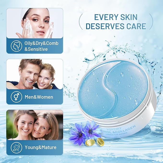Under Eye Patches Masks - Reduce Puffy Eyes, Dark Circles,Undereye Bags, Wrinkles,Infused Peptide Collagen and Hyaluronic Acid,Vegan Cruelty-Free Self Care