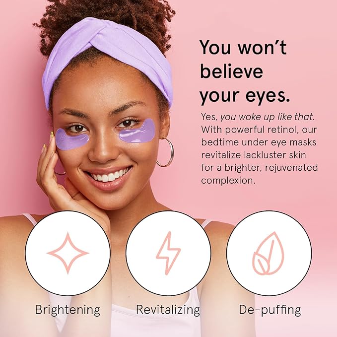 grace & stella Retinol Under Eye Patches for Puffy Eyes and Dark Circles, Restoring Gel Under Eye Masks with Hyaluronic Acid - Vegan Cruelty-Free Skincare - Christmas Gifts for Women (Purple, 6 Pairs)