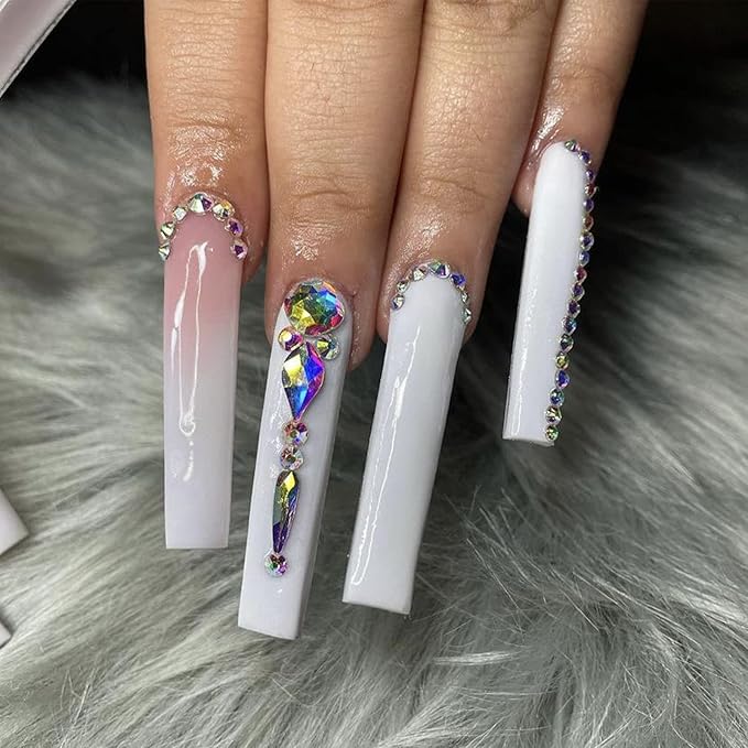 Canvalite 2518Pcs Rhinestones Nail Gems, 12 Styles 3D Glass AB Crystals Charms Shiny Multi Shape Flatback Nail Rhinestones for Nail Art with Picker and Tweezers for DIY Nail Art