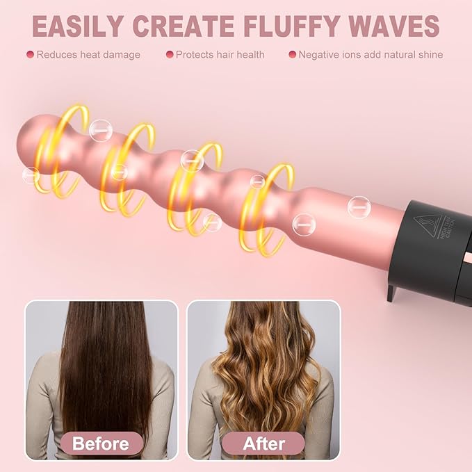 5 in 1 Curling Wand Set, Curling Iron with Curling Brush,Hair Straightener & 3 Interchangeable Ceramic Curling Wand(0.35"-1"), Fast Heat Hair Wand Curler, Include Glove & 2 Clips for Women Girls Gift