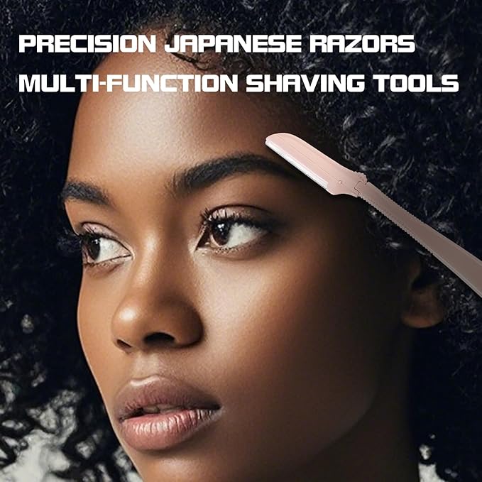 Eyebrow Razors&Dermaplane Razors Set - Japanese Blades Face Razors for Peach Fuzz and Fine Hair, Multipurpose Exfoliating Dermaplaning Tools for Women and Men, 6 Replacements Heads Included