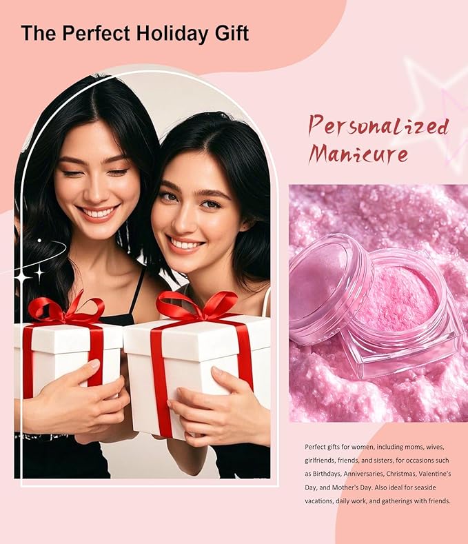 BISHENGYF Chrome Nail Powder -【Fairy Effect】Pink Chrome Nail Powder Aurora Mermaid Iridescent Chrome Powder For Nails, Pink Chrome Powder Metallic Mirror Glitter Pigment Dust For Manicure Decoration