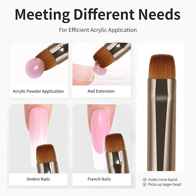 varnishea 100% Pure Kolinsky Hair French Tip Nail Art Brush Sandalwood Handle Gel Acrylic Nail Dotting Tool for Manicure Clean Up and Dotting Manicure Tool Professional Nail Brush - Size 10, 1.0 Count