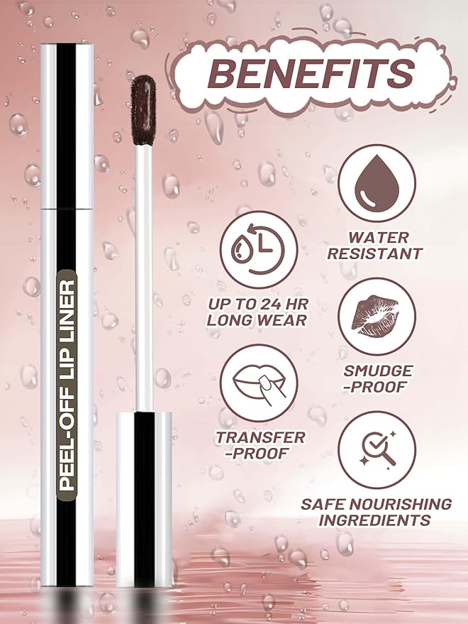 QCMME Lip Stain Peel Off Lip Liner Stain with Tweezer, Long Lasting Matte Lip Tint Tattoo, Highly Pigmented Color Lip Makeup, Waterproof Lipstick, Transfer-proof Lipstain for Women, Espresso