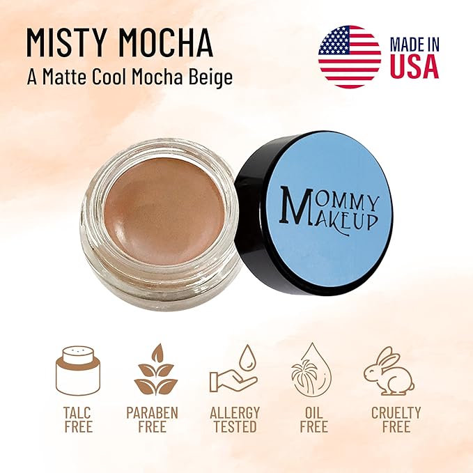 Mommy Makeup Any Wear Creme Eyeshadow - Waterproof, Crease-Proof, Long Lasting, High Pigment, Oil-free - Cream to Powder for Eyes, Cheeks & Lips (Misty Mocha)