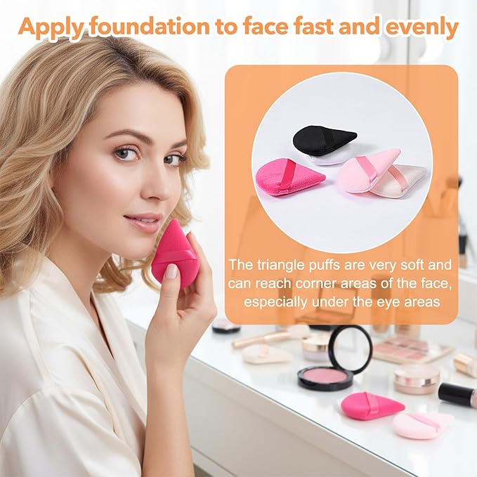 150PCS Powder Puffs for Face Powders, Triangle Powder Puff for Loose and Press, Makeup Sponge Powders Applicator for Face and Eye