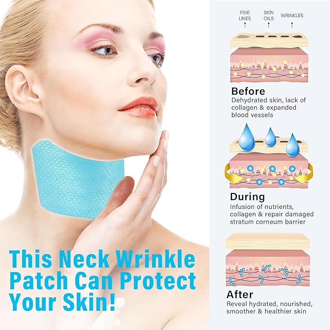 Anti Neck Wrinkle Patches, 5 pcs Moisturizing & Firming Neck Pads- Smoothing Wrinkles, Collagen Mask Patches, Reduce Fine Anti Aging for Skin Firming & Neck Anti Wrinkle Neck Collagen Patches