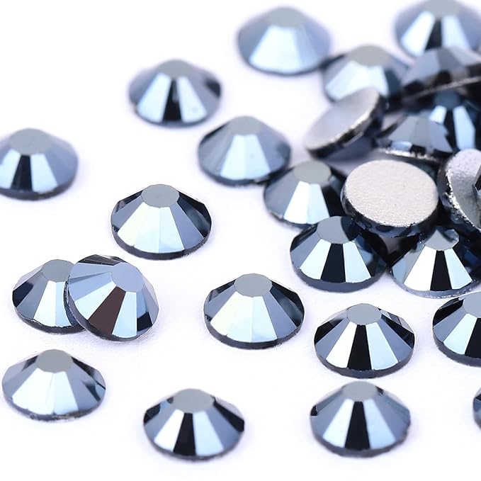 Novani Rhinestones Flatback Rhinestones Glass Gems Stones Jewels Round Gemstones Non-Hotfix Crystal for Nail Crafts,SS12,1440 Pieces,Shiny Black