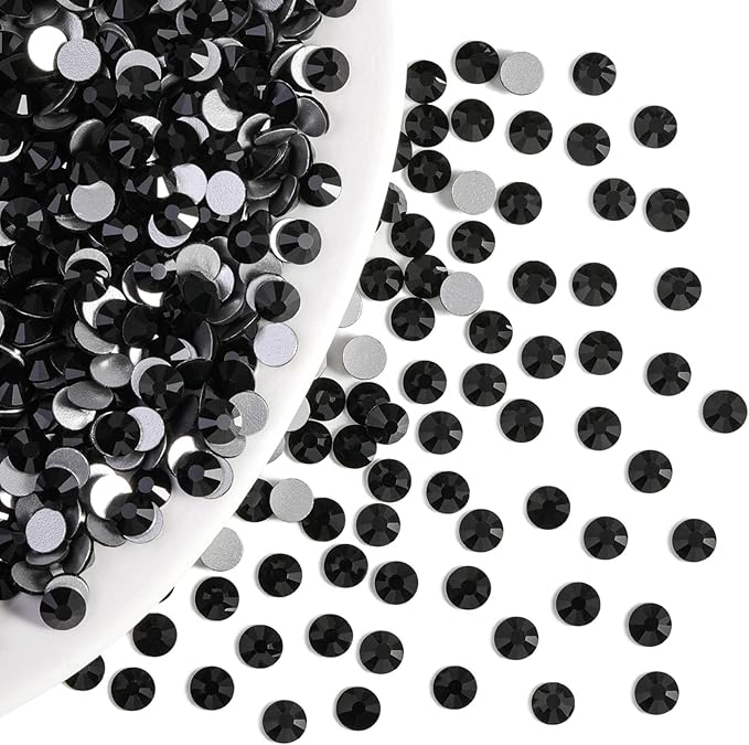 Beadsland Flatback Rhinestones Bulk,14400pcs Black Rhinestones for Nails Crafts Clothes DIY Decoration, Jet Black, SS8,2.3-2.5mm