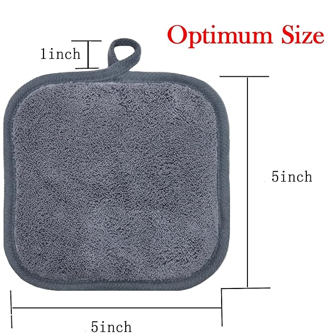 BloomSesame Makeup Remover Cloths for Face, Eye, Lips - Reusable Makeup Remover Pads Soft Microfiber Facial Cleansing Cloths 5 x 5 inch 6 Pack (Gray)