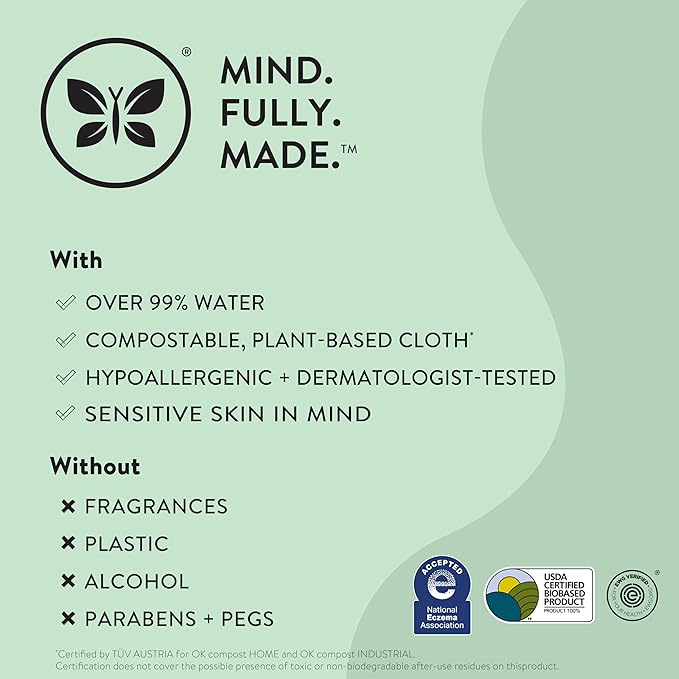 The Honest Company Hypoallergenic Multi-Use Baby Wipes for Sensitive Baby Skin, Balance Blues, 60 Count