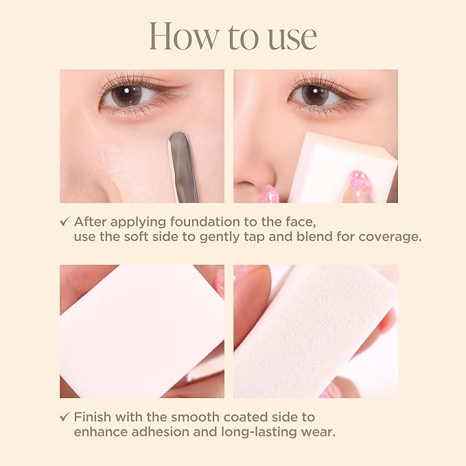 Piccasso Makeup Sponges for Foundation 20P – Latex Square Sponges for Face Makeup, Long-Lasting Sponges with Coating Surface, Ideal for High-Adherence & Hygienic Daily Use