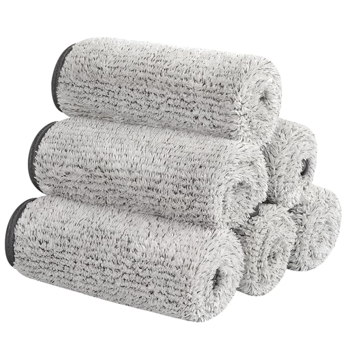 SUNLAND Microfiber Face Towels Reusable Makeup Remover Cloth Facial Washcloths for Bath 11Inchx11Inch 6 Pack Grey