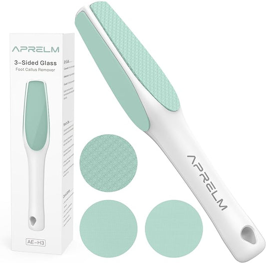 AprElm 3-Sided Nano Glass Foot Callus Remover, Professional 3-in-1(Coarse, Medium, Fine) Foot File, Pedicure Tools for Feet Hard Skin Smooth Polishing (Turquoise)