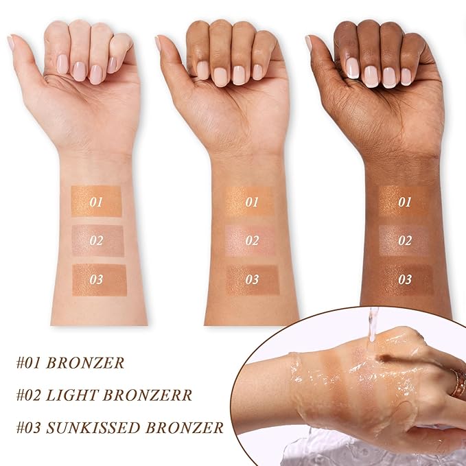 UCANBE Baked Luminous Bronzer Skin Enhancer, Buildable Powder Bronzer, 2-in-1 Highlight and Contour, Ultra-Fine Smooth Formula, Long-Lasting Natural Sunkissed Glow - 03 Rich Cocoa (Deep Bronze)
