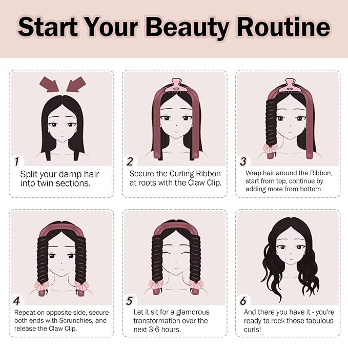 Heatless Hair Curler,Blowout Heatless Curls Overnight,No Heat Curling Rod Set with Satin Bonnet for Sleep in,Blue