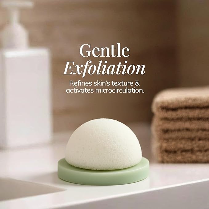 Plant-Based Konjac Facial Sponge: Natural Face Exfoliator for All Skin Types - Charcoal, Matcha, or Original - Gently Cleanses & Balances - Vegan, Cruelty-Free, 100% Biodegradable (Charcoal)