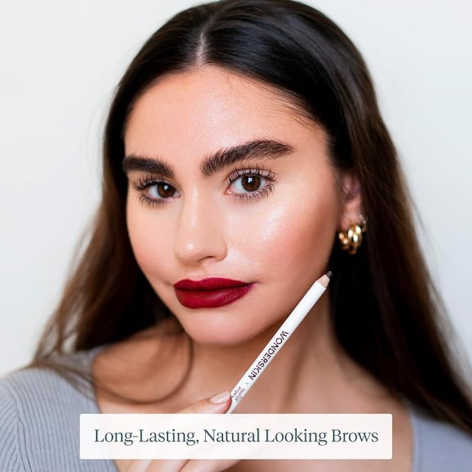 WONDERSKIN Eyebrow Pencil - Sharpenable Brow Pencil For Natural Looking Brows, Brown Eye Makeup, Long Lasting Eyebrow Pomade (Dark Brunette)