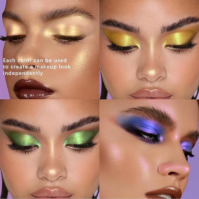Noerrors Chameleon Eyeshadow,Multichrome Face Highlighter Palette,Holographic Eyeshadow Palette,High Pigment,Rainbow Color Shift Metallic Shimmer，Long Lasting，Duochrome Face Makeup Highlighter