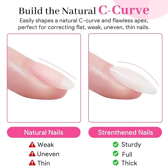 QIEK Builder Nail Gel, Milky White Builder for Nails Strengthener, 8-in-One Apex Enhancement Extension Hard Building Color Gel LED Lamp Cured Rubber Base Coat for DIY Beginners & Salon Manicure 16ML