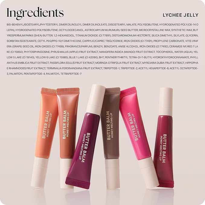Nature Republic Honey Melting Lip Butter Balm – Moisturizing Tinted Balm with Peptides, for Sheer & Glossy, Smooth & Soft Lips, Stocking Stuffers (LYCHEE JELLY)