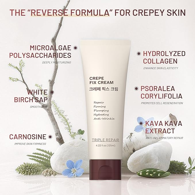 Moisturizing Crepe Fix Cream – Tightens and Firms Face, Neck & Body, Anti Wrinkles for Crepey and Sagging Skin, Women & Men, 4.15 Fl Oz