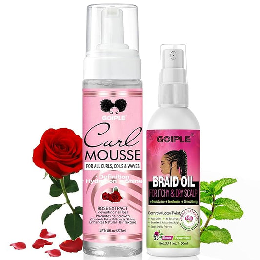 Braid Oil for Soothes Moisturizes Dry & Itchy Scalp Braiding Scalp Oil for Locs & Twists - Mousse for Braids Curl Styling for Women - Definition Curl Control Braid Mousse Hair Foam for All Braids Hair
