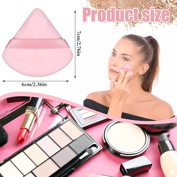 Pimoys 6 Pieces Powder Puff Valentines Day Gifts for Her Face Makeup Sponge Soft Velour Triangle Powder Puffs Beauty Sponge for Loose Powder (Black, Pink)