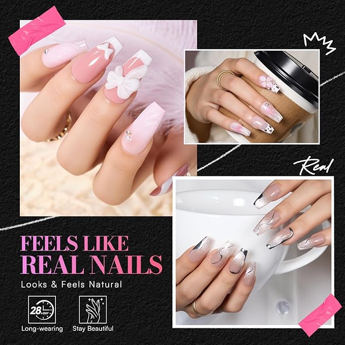 Makartt Coffin Nail Tips: Medium, 504 PCS, 15 Sizes, Half Matte, Clear Fake Nails Ballerina Shapes - Full Cover Soft Acrylic Press On Nail Extensions Supplies Salon and Diy at Home