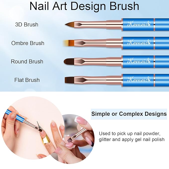 KEMEISI Nail Art Brush Set, 9PCS Double-Ended Acrylic Liner Brush Dotting Pen for Gel Polish, Nail Design Tools for Professional Manicure DIY Home Salon