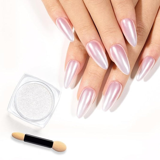 Beetles Silver Aurora Chrome Nail Powder Pearl Mirror Effect 1g Chrome Powder for Gel Nail Polish Silver Manicure Crome Nails Glazed Nails Art Design Gift for Women