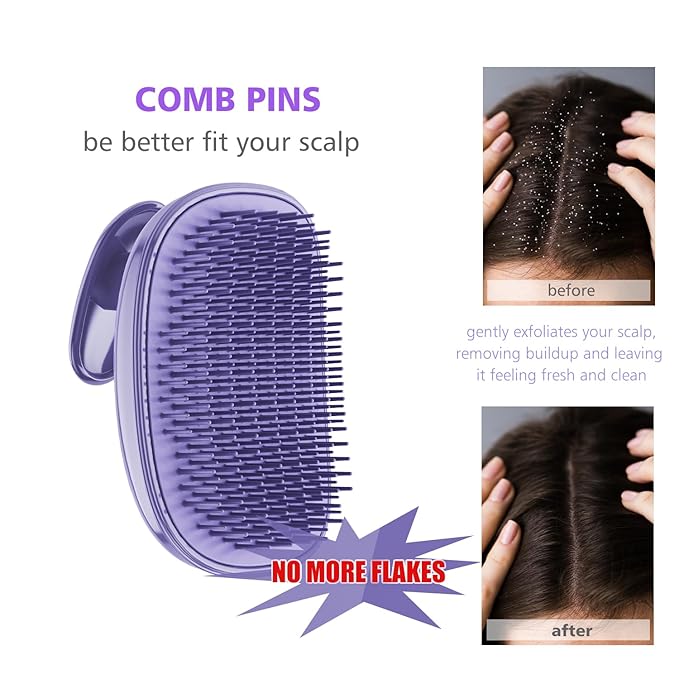 Rebex 2-in-1 Scalp Massager Shampoo Brush,Scalp Scrubber, Exfoliator Brush for Removing Dandruff & Hair Growth,Detangling Scrubber for Wet or Dry Hair - for All Hair Types(Purple)