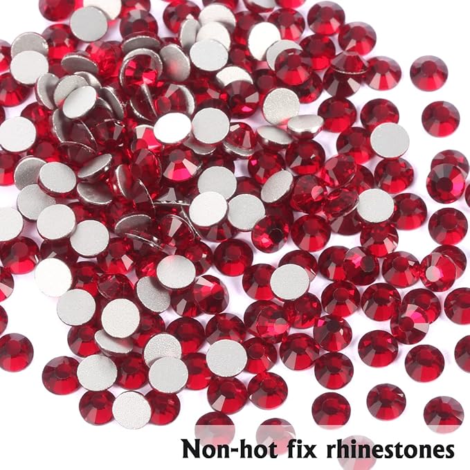 Dark Red Flatback Rhinestones for Crafts, Glass Nails, Makeup Bags, Shoes & Decoration - DIY (SS20, 1440pcs)