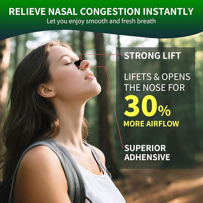 120Ct Nasal Strips for Snoring & Breathing Relief | Nose Tape for Nasal Congestion Relief | Effective Nose Strips to Open Airway, Improve Sleep & Anti Snoring (Black-120 Packs)