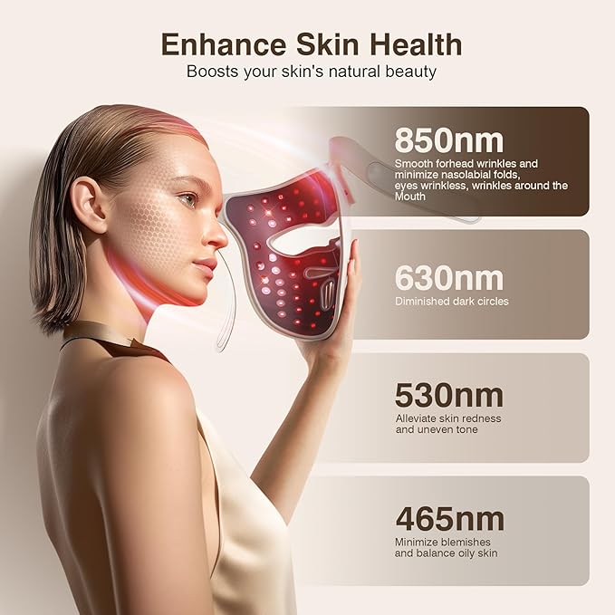Red Light Therapy for Face, 9 Modes Wireless Led Face Mask Light Therapy, 850nm Infrared & Red Light Masks, 2500mAh Rechargeable, 3D Facial Fit, Led Light Therapy Skin Care At Home (480 Beads)
