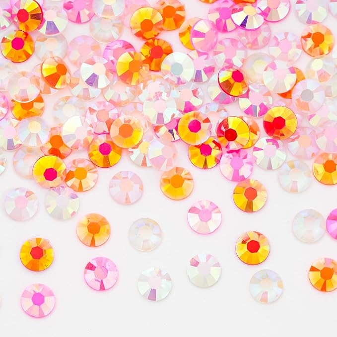 22380 pcs Resin AB Crystals Gemstones, 6 Colors Round Gems for Crafts Makeup Face Clothes Shoes Tumbler DIY Decoration 3/4/5mm (White Pink red Rhinestones)