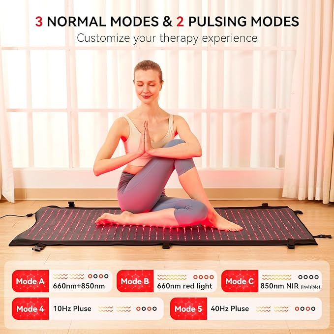 Largest 2570 LEDs Full Body Red Light Therapy Mat, Premium TPU Red Light Therapy for Body Pain Relief, 660nm 850nm Infrared Light Blanket with Adjust Timer & Intensity, Pro Therapy Mat at Home